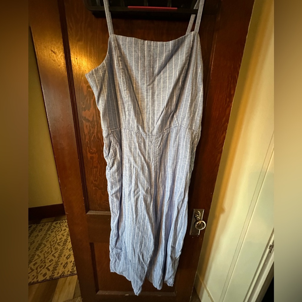 Old Navy Blue and White Striped Jumpsuit